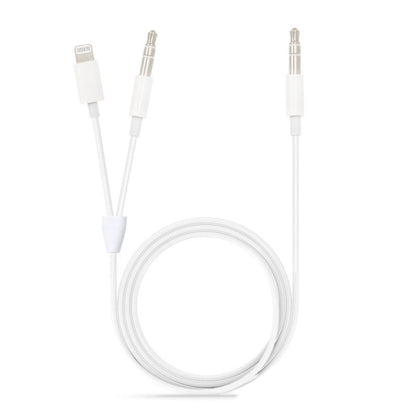 MH030 1m 2 in 1 8 Pin Male & 3.5mm Male to 3.5mm Male AUX Audio Cable For iPhone, iPad, Samsung, ...
