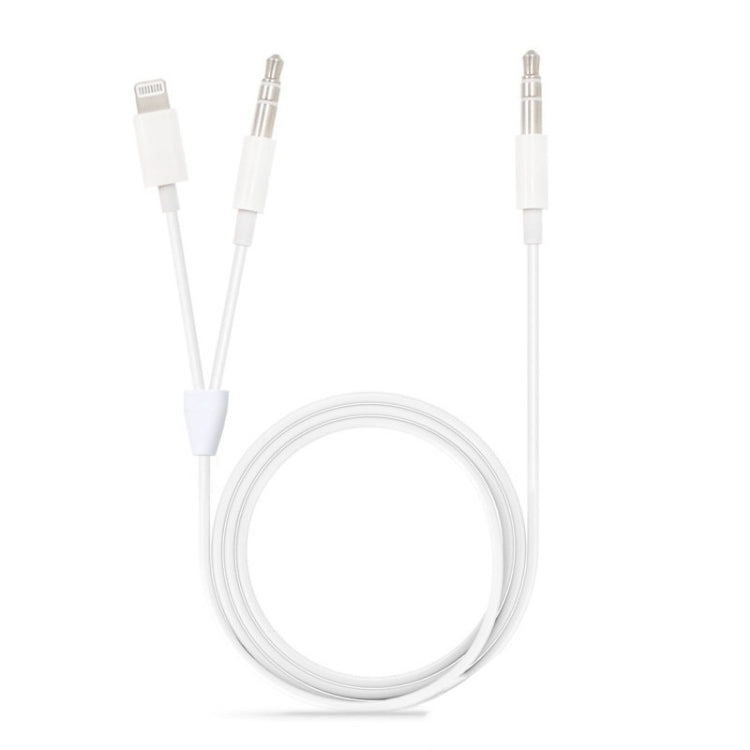 MH030 1m 2 in 1 8 Pin Male & 3.5mm Male to 3.5mm Male AUX Audio Cable For iPhone, iPad, Samsung, ...