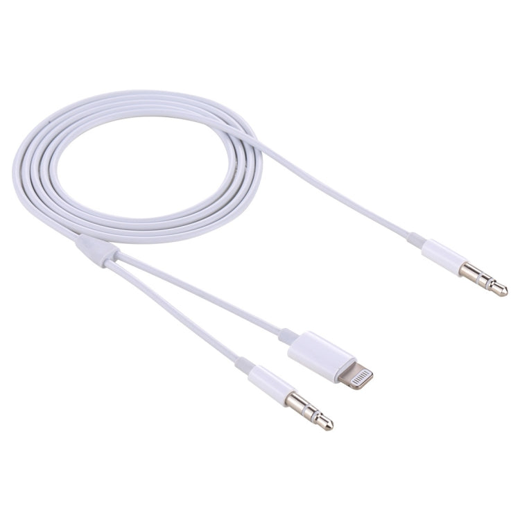 MH030 1m 2 in 1 8 Pin Male & 3.5mm Male to 3.5mm Male AUX Audio Cable For iPhone, iPad, Samsung, ...