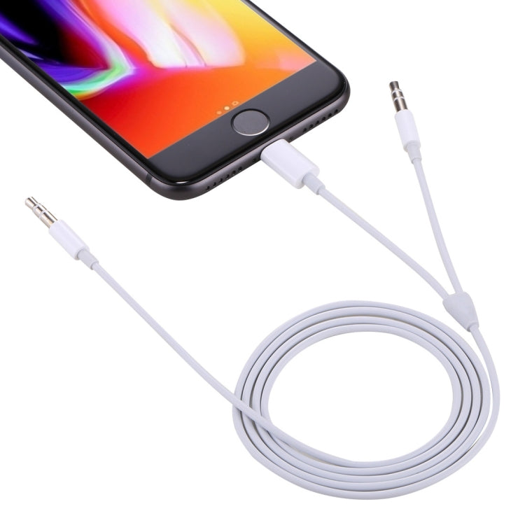 MH030 1m 2 in 1 8 Pin Male & 3.5mm Male to 3.5mm Male AUX Audio Cable For iPhone, iPad, Samsung, ...