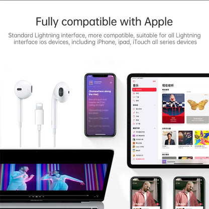 ML715 1.2m 8 Pin Port Wire Control Bluetooth Earphone, Support Music, Calls, Volume Control������...
