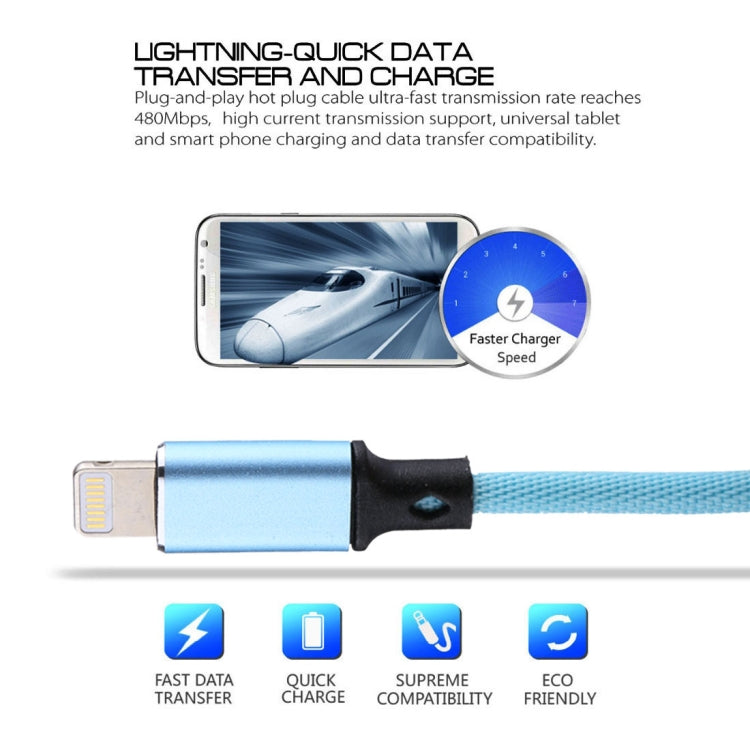 1m 2A USB to 8 Pin Nylon Weave Style Data Sync Charging Cable, 8 Pin Blue, 8 Pin Red, 8 Pin White...