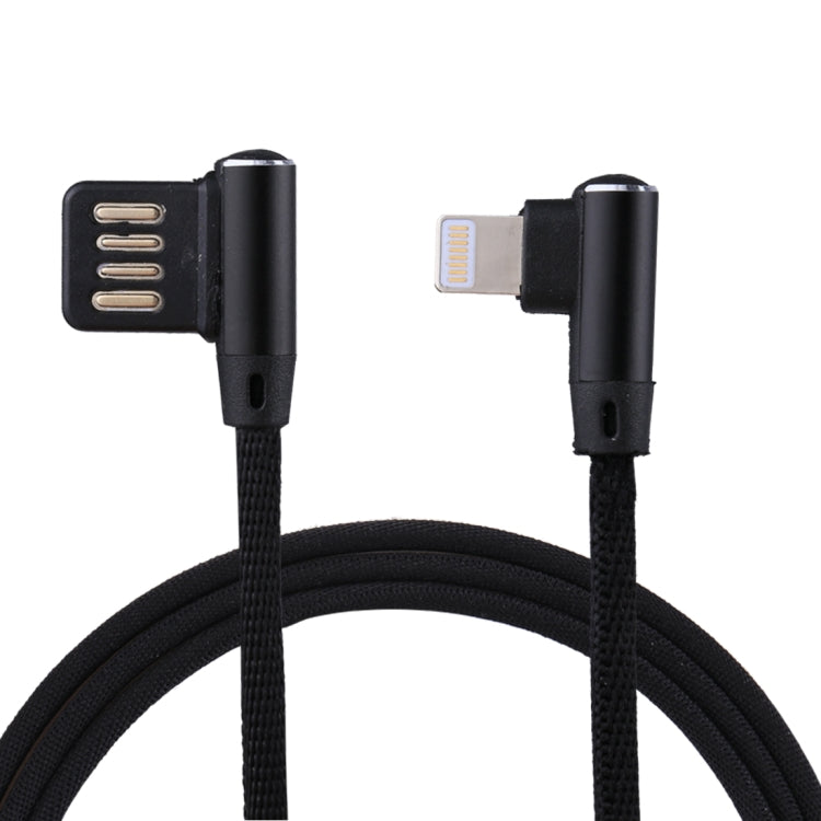 1m 2.4A Output USB to 8 Pin Double Elbow Design Nylon Weave Style Data Sync Charging Cable�������...