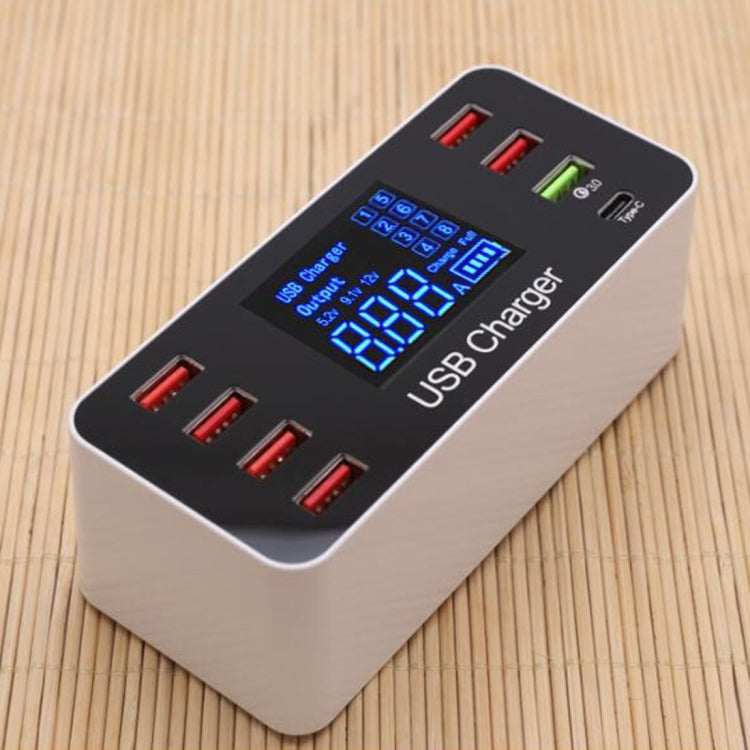 A9+ Multi-function AC 100V~240V 8 Ports USB Digital Display LCD Detachable Charging Station Smart...