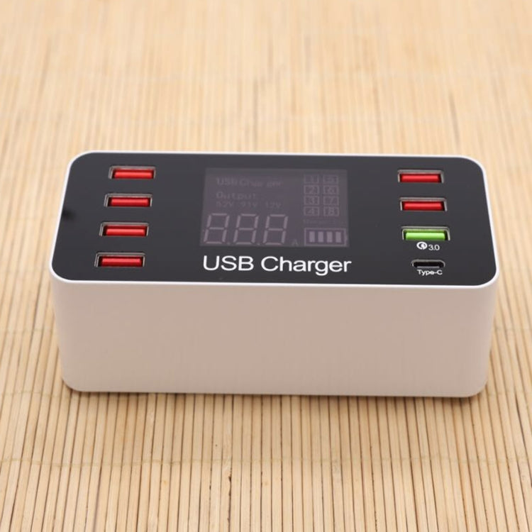 A9+ Multi-function AC 100V~240V 8 Ports USB Digital Display LCD Detachable Charging Station Smart...