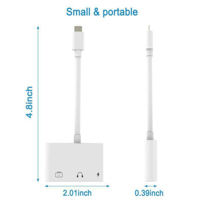3 in 1 8 Pin + 3.5mm + USB 3.0 OTG to 8 Pin Male Adapter