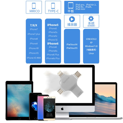 4 in 1 64GB USB 3.0 + 8 Pin + Mirco USB + USB-C / Type-C Dual-use Flash Drive with OTG Function��...