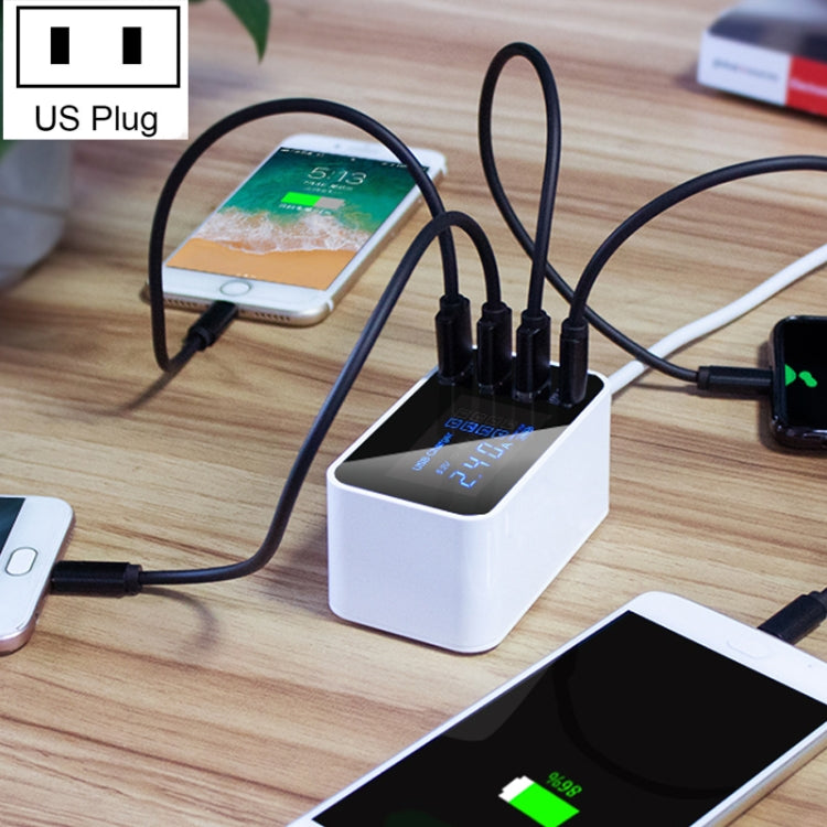 CDA30 20W 3 USB Ports + USB-C / Type-C Ports Multi-function Charger with LED Display, US Plug����...