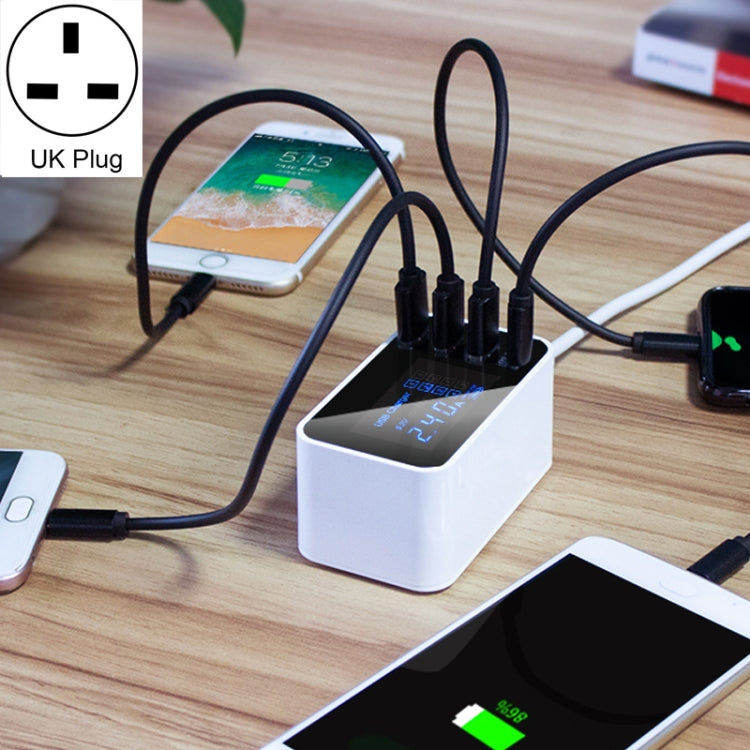 CDA30 20W 3 USB Ports + USB-C / Type-C Ports Multi-function Charger with LED Display, UK Plug����...