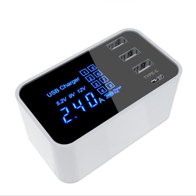 CDA30 20W 3 USB Ports + USB-C / Type-C Ports Multi-function Charger with LED Display, UK Plug����...