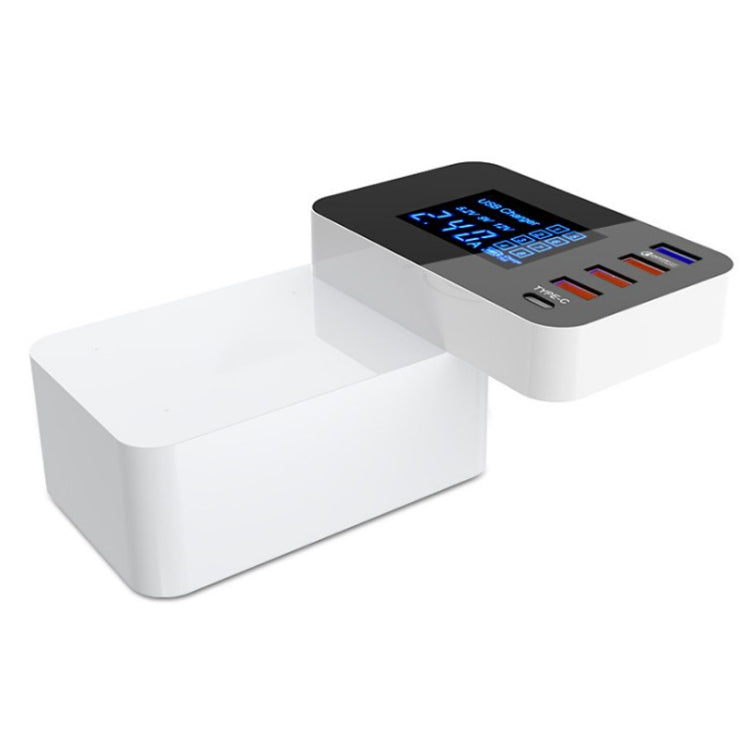 CDA33Q 40W QC 3.0 USB + 3 USB Ports + USB-C / Type-C Ports Multi-function Charger with LED Displa...