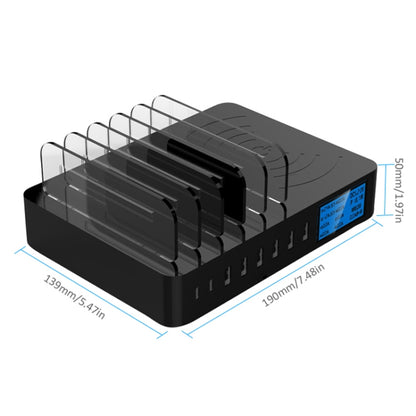 50W 6 USB Ports + 2 USB-C / Type-C Ports + Wireless Charging Multi-function Charger with LED Disp...