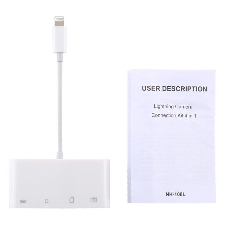 NK-108L 8 Pin to USB + TF Card + SD Card Camera Reader Adapter, Compatible with IOS 9.1 and Above...