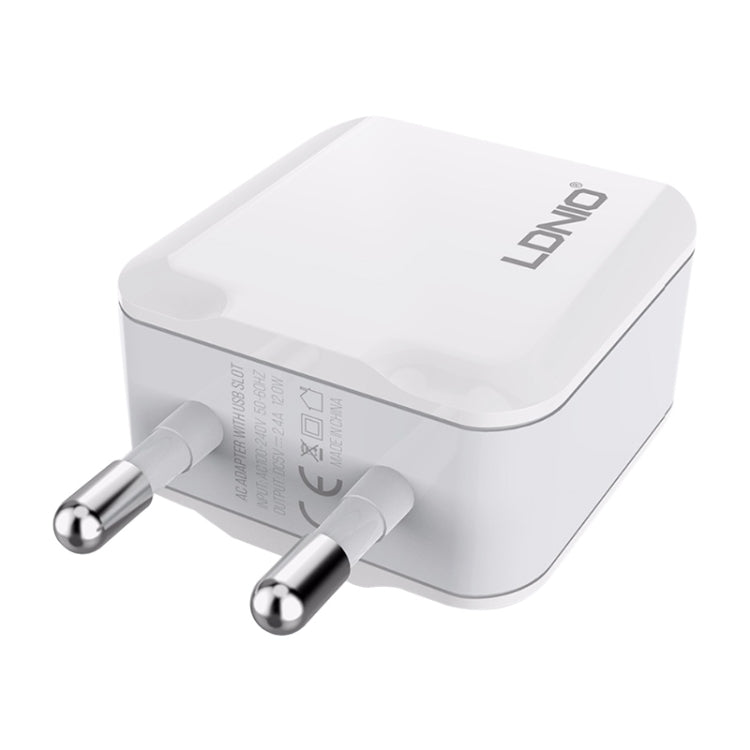 LDNIO A2201 2.4A Dual USB Charging Head Travel Direct Charge Mobile Phone Adapter Charger With Ty...