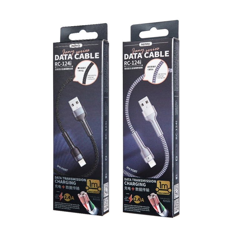 REMAX RC-124i 1m 2.4A USB to 8 Pin Aluminum Alloy Braid Fast Charging Data Cable for iPhone, iPad...