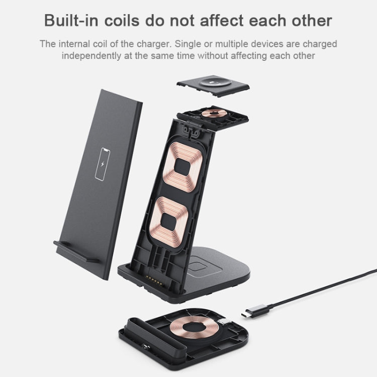 HQ-UD21 3 in 1 Folding Mobile Phone Watch Multi-Function Charging Stand Wireless Charger for iPho...