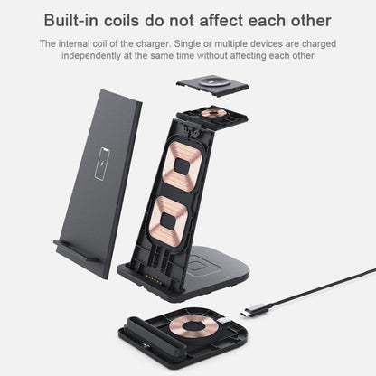 HQ-UD21 3 in 1 Folding Mobile Phone Watch Multi-Function Charging Stand Wireless Charger for iPho...