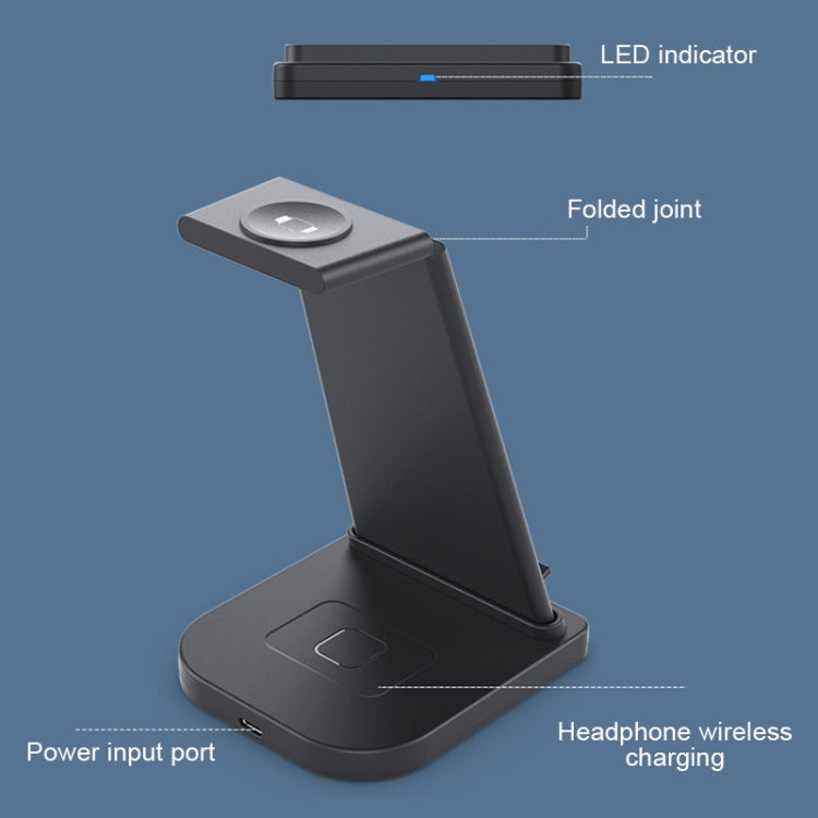 HQ-UD21 3 in 1 Folding Mobile Phone Watch Multi-Function Charging Stand Wireless Charger for iPho...