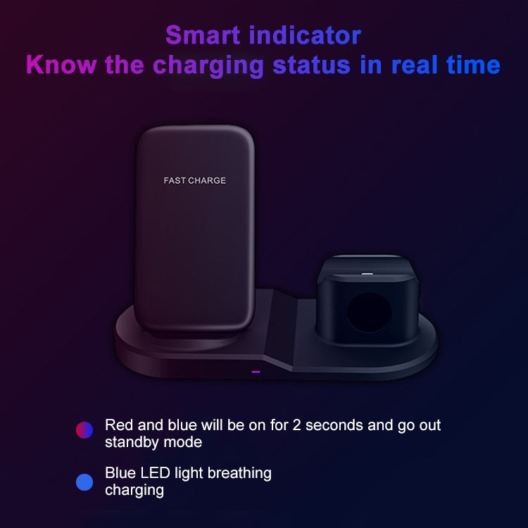 OJD-45 3 in 1 QI 10W Multi-function Wireless Charger for Mobile Phones & Watches & AirPods 2
