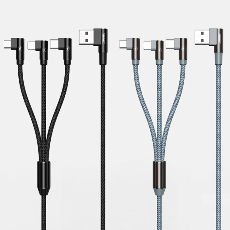 REMAX RC-167th 1m  3 in 1 2.4A USB to 8 Pin + USB-C / Type-C + Micro USB Range Series Cable