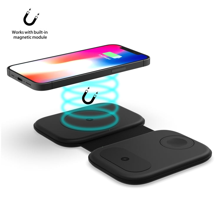 F20 3 in 1 15W Multi-function Magnetic Folding Wireless Charger for iPhone Series & Apple Watches...