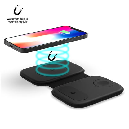 F20 3 in 1 15W Multi-function Magnetic Folding Wireless Charger for iPhone Series & Apple Watches...