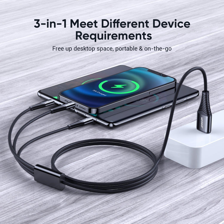 3 In 1 8 Pin + Micro USB + Type-C / USB-C Charging Cable