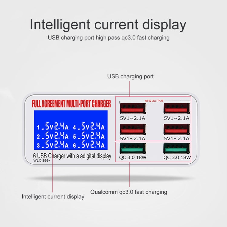 WLX-896+ 6 In 1 Multi-function Smart Digital Display USB Charger, WLX-896+(AU Plug)��������������...