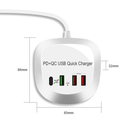 WLX-T3P 4 In 1 PD + QC Multi-function Smart Fast Charging USB Charger, WLX-T3P AU Plug�����������...