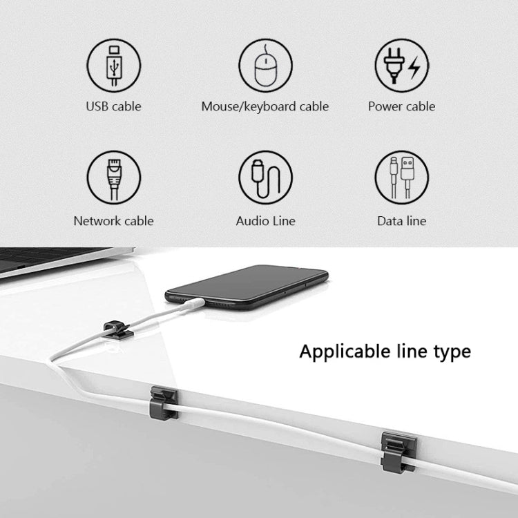 HG2392 50 PCS Desktop Data Cable Organizer Fixing Clip, Gum Type: Red and Grey�������������������...