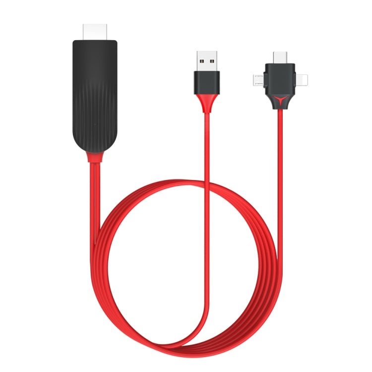 MiraScreen L7-8 3 in 1 8 Pin + Micro USB + USB-C / Type-C to HDMI Video Converter Cable, Cable Le...