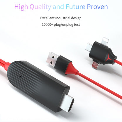 MiraScreen L7-8 3 in 1 8 Pin + Micro USB + USB-C / Type-C to HDMI Video Converter Cable, Cable Le...