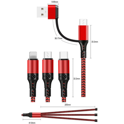 5 in 1 3A 1.2m Two-color Braided Fast Charging Data Cable