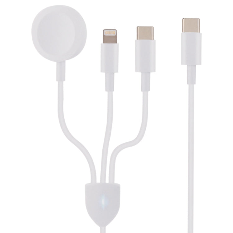 3 in 1 USB-C / Type-C to 8 Pin + USB-C / Type-C + Magnetic Watch Wireless Charger Data Cable, Cab...