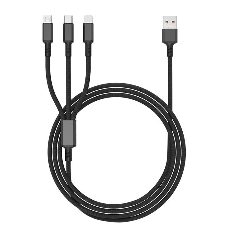 Braided 3A 3 in 1 USB to Type-C / 8 Pin / Micro USB Fast Charging Cable, Cable Length: 1.2m������...