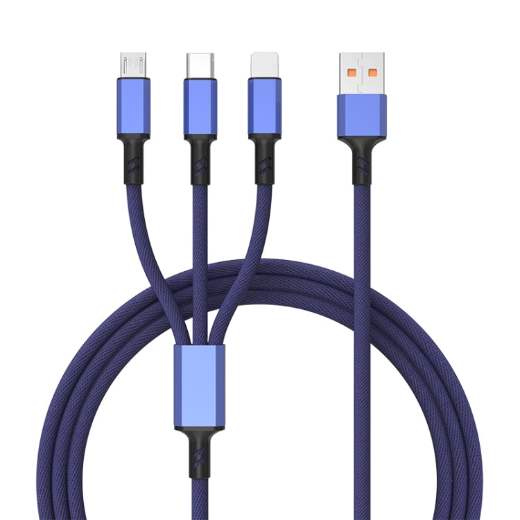 Braided 3A 3 in 1 USB to Type-C / 8 Pin / Micro USB Fast Charging Cable, Cable Length: 1.2m������...