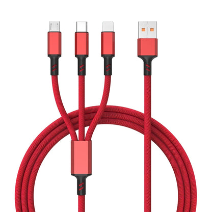 Braided 3A 3 in 1 USB to Type-C / 8 Pin / Micro USB Fast Charging Cable, Cable Length: 1.2m������...