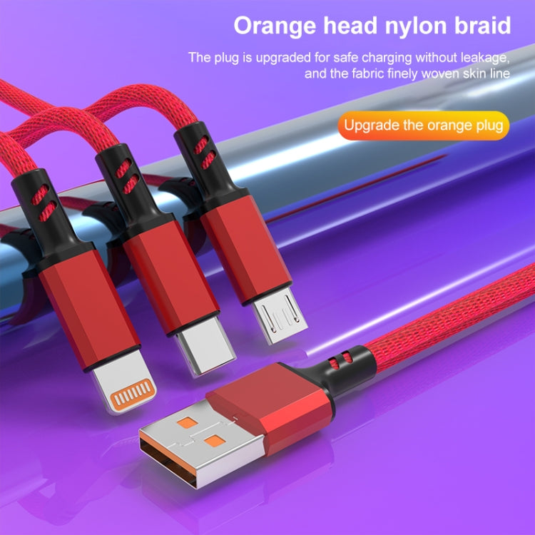 Braided 3A 3 in 1 USB to Type-C / 8 Pin / Micro USB Fast Charging Cable, Cable Length: 1.2m������...