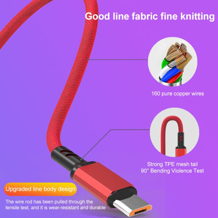 Braided 3A 3 in 1 USB to Type-C / 8 Pin / Micro USB Fast Charging Cable, Cable Length: 1.2m������...