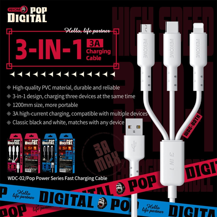 WEKOME WDC-02 3A 3 in 1 PVC Data Cable
