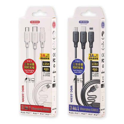 WK WDC-103 8 Pin + Micro USB + Type-C / USB-C Charging Data Cable