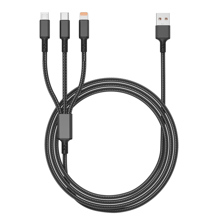 Orange Plug 3A 3 in 1 USB to Type-C / 8 Pin / Micro USB Fast Charging Cable, Cable Length: 1.2m��...