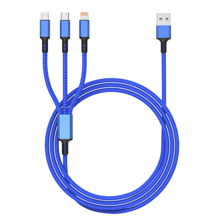 Orange Plug 3A 3 in 1 USB to Type-C / 8 Pin / Micro USB Fast Charging Cable, Cable Length: 1.2m��...