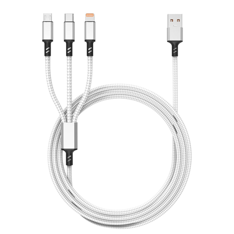 Orange Plug 3A 3 in 1 USB to Type-C / 8 Pin / Micro USB Fast Charging Cable, Cable Length: 1.2m��...