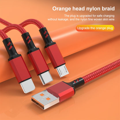 Orange Plug 3A 3 in 1 USB to Type-C / 8 Pin / Micro USB Fast Charging Cable, Cable Length: 1.2m��...