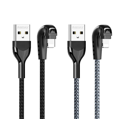 REMAX RC-177i Heymanba II 2.1A USB to 8 Pin 180 Degrees Elbow Zinc Alloy Braided Gaming Data Cabl...