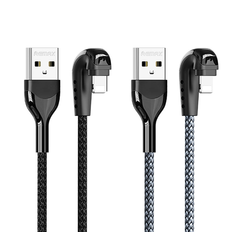 REMAX RC-177i Heymanba II 2.1A USB to 8 Pin 180 Degrees Elbow Zinc Alloy Braided Gaming Data Cabl...