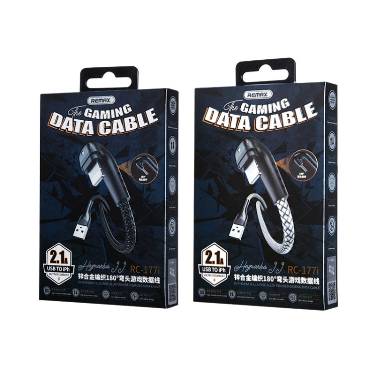 REMAX RC-177i Heymanba II 2.1A USB to 8 Pin 180 Degrees Elbow Zinc Alloy Braided Gaming Data Cabl...
