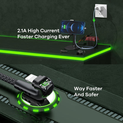 REMAX RC-177i Heymanba II 2.1A USB to 8 Pin 180 Degrees Elbow Zinc Alloy Braided Gaming Data Cabl...