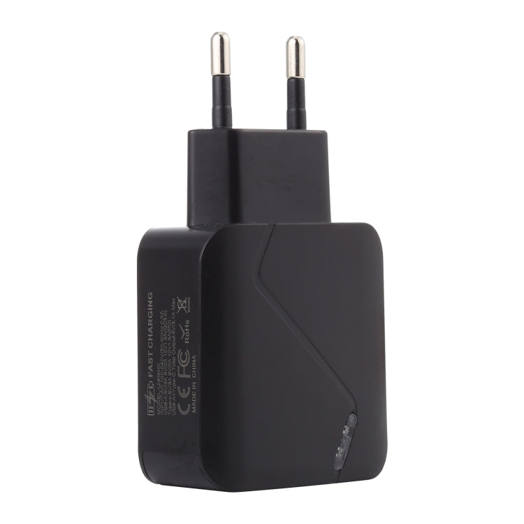 LZ-819A+C QC3.0 USB + PD 18W USB-C / Type-C Interfaces Travel Charger with Indicator Light, EU Pl...